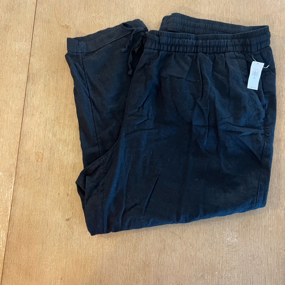 Black Linen Cropped Pants